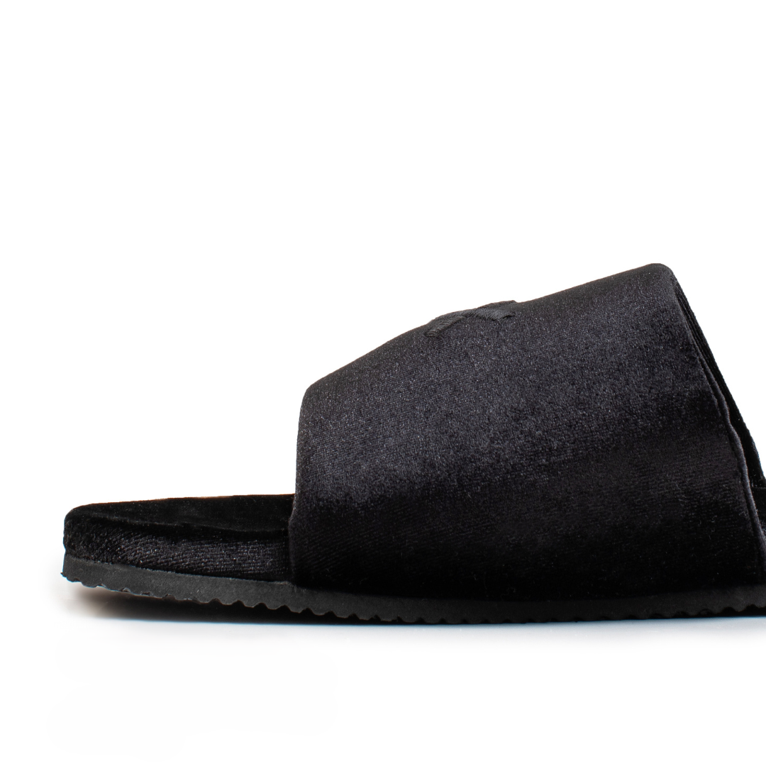 Women's Black Velvet House Slide