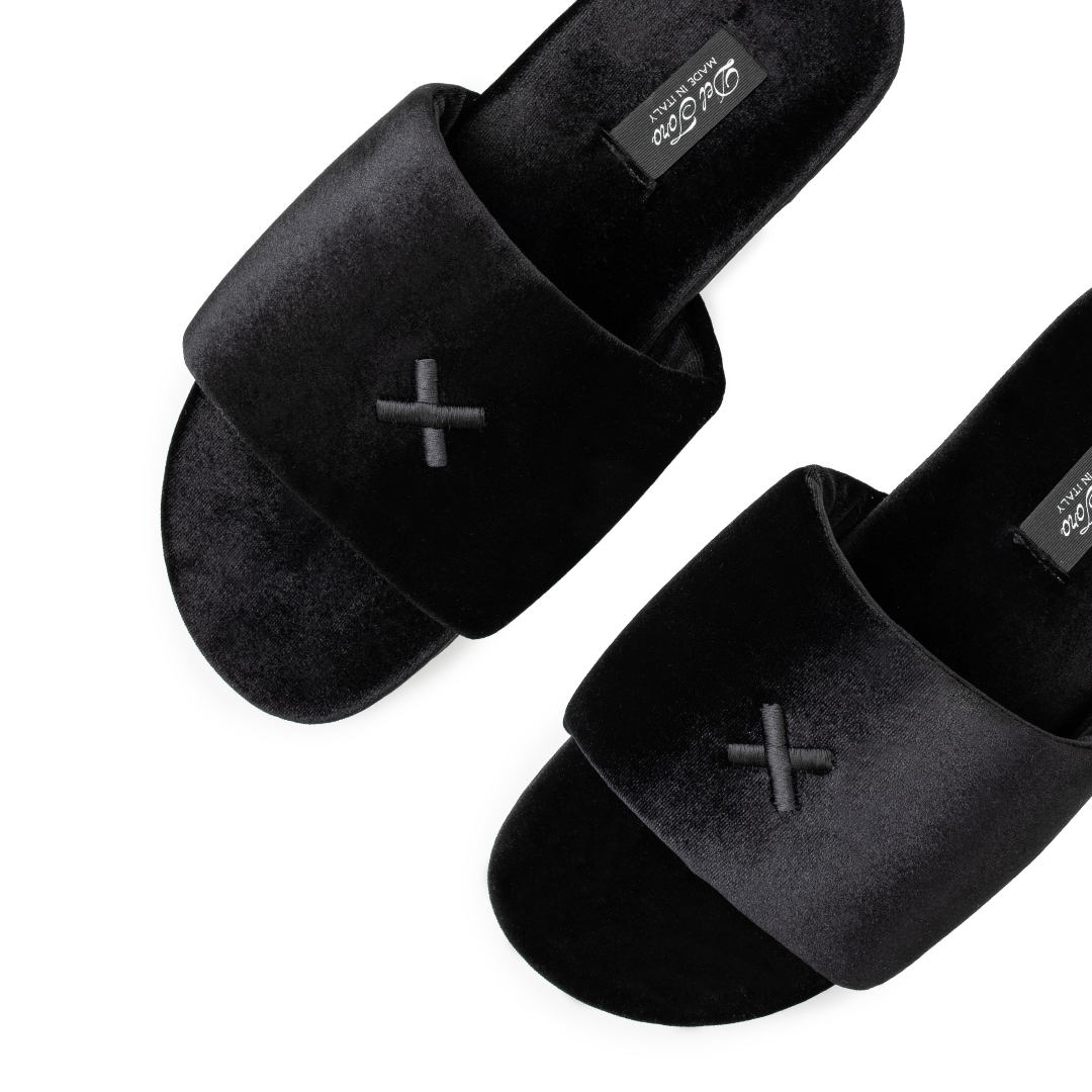 Women's Black Velvet House Slide