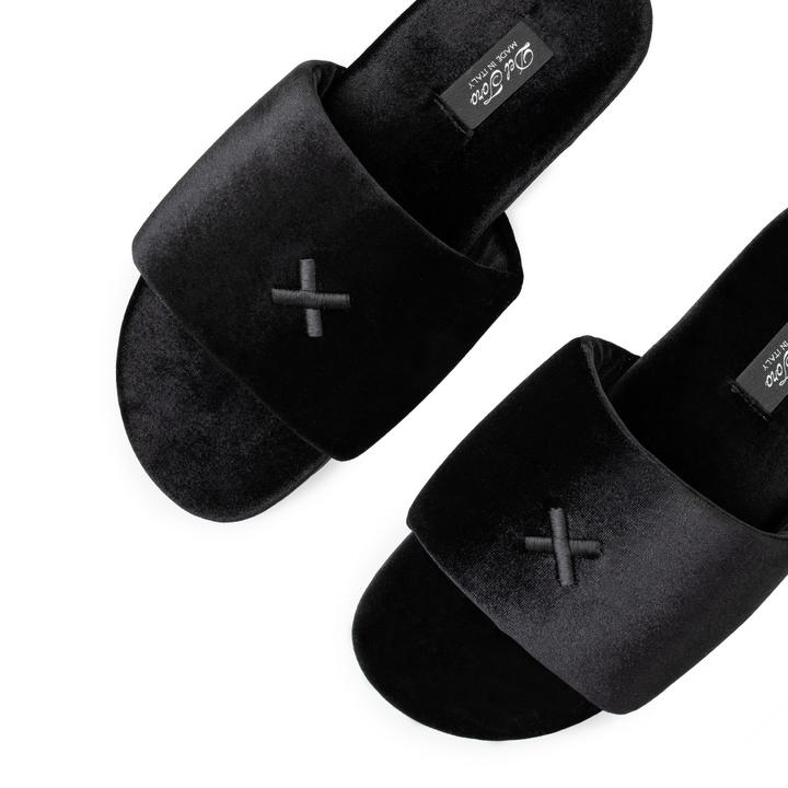 Women's Black Velvet House Slide