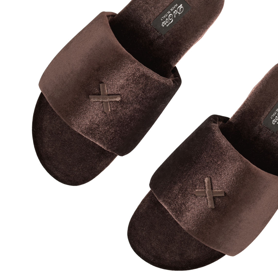 Women's Chocolate Brown Velvet House Slide