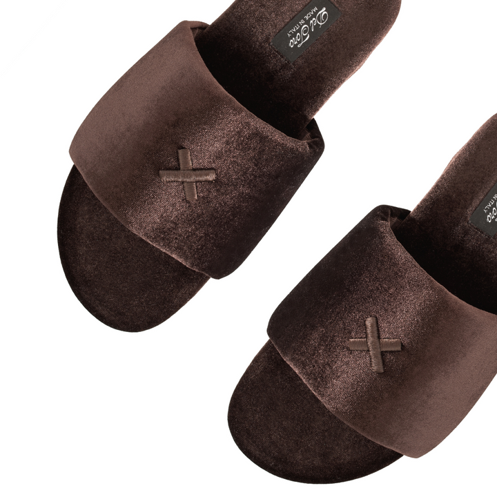 Women's Chocolate Brown Velvet House Slide