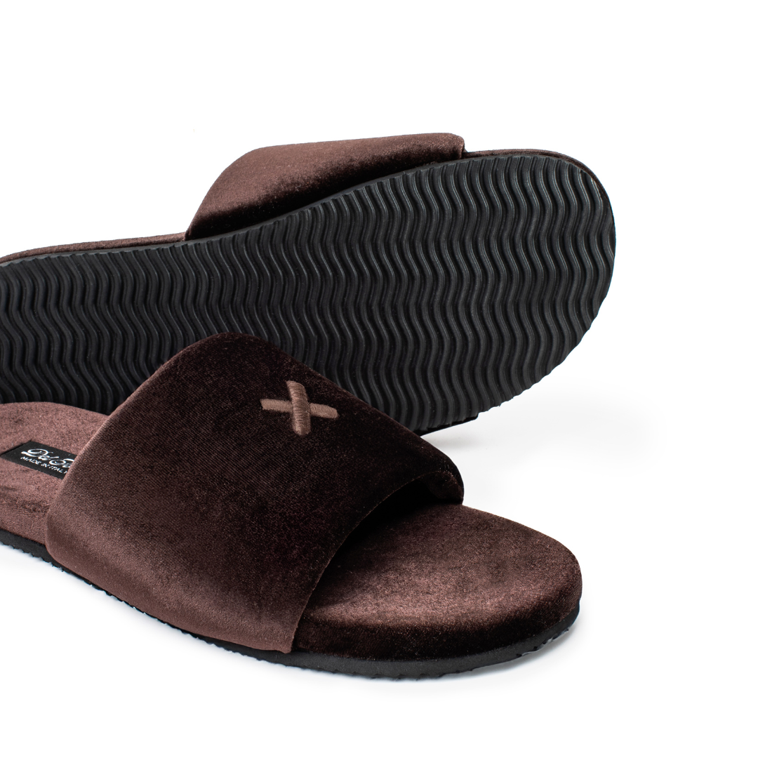 Women's Chocolate Brown Velvet House Slide