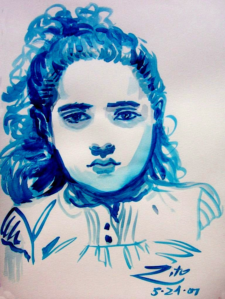 So Blue Watercolor Portrait