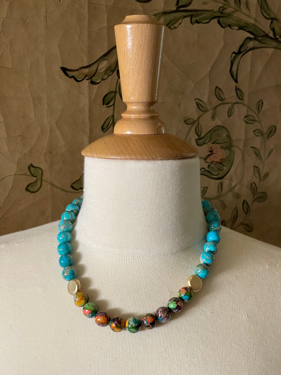 Confetti Jasper And Turquoise Aqua Terra Beaded Necklace