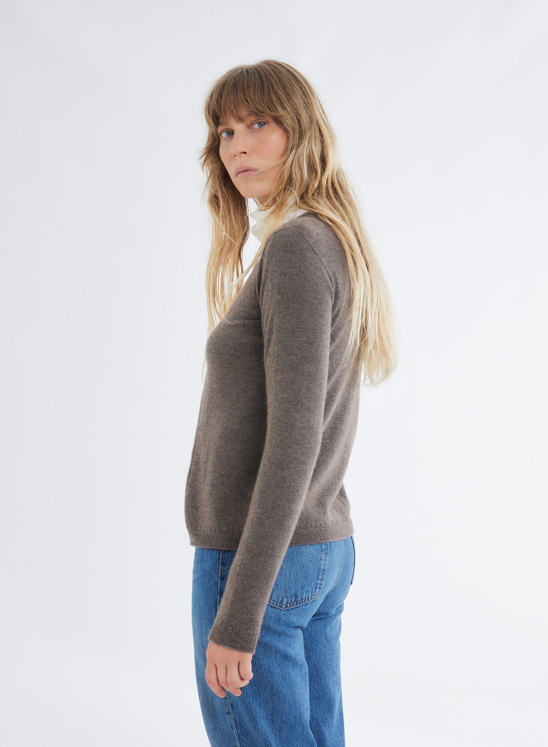 Stretch Linen Stripe Three Quarter Sleeve Boatneck T-Shirt