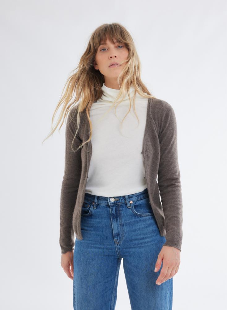 Stretch Linen Stripe Three Quarter Sleeve Boatneck T-Shirt