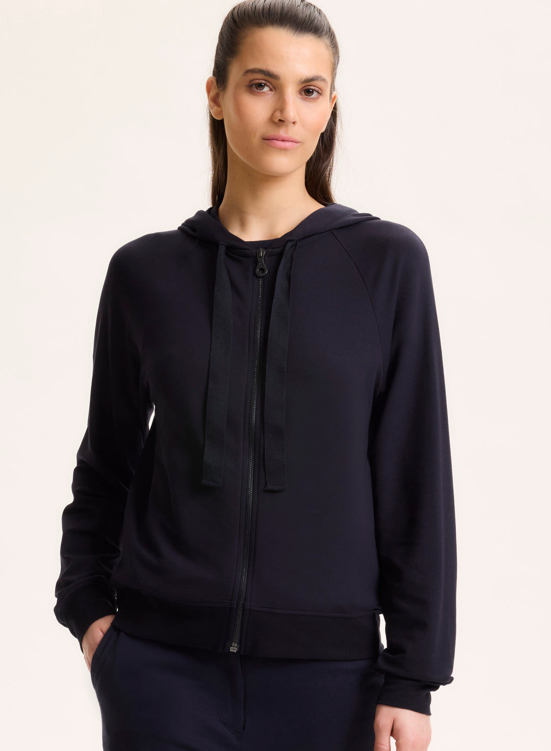 Hooded Sweat Top Long Raglan Sleeves - Marine