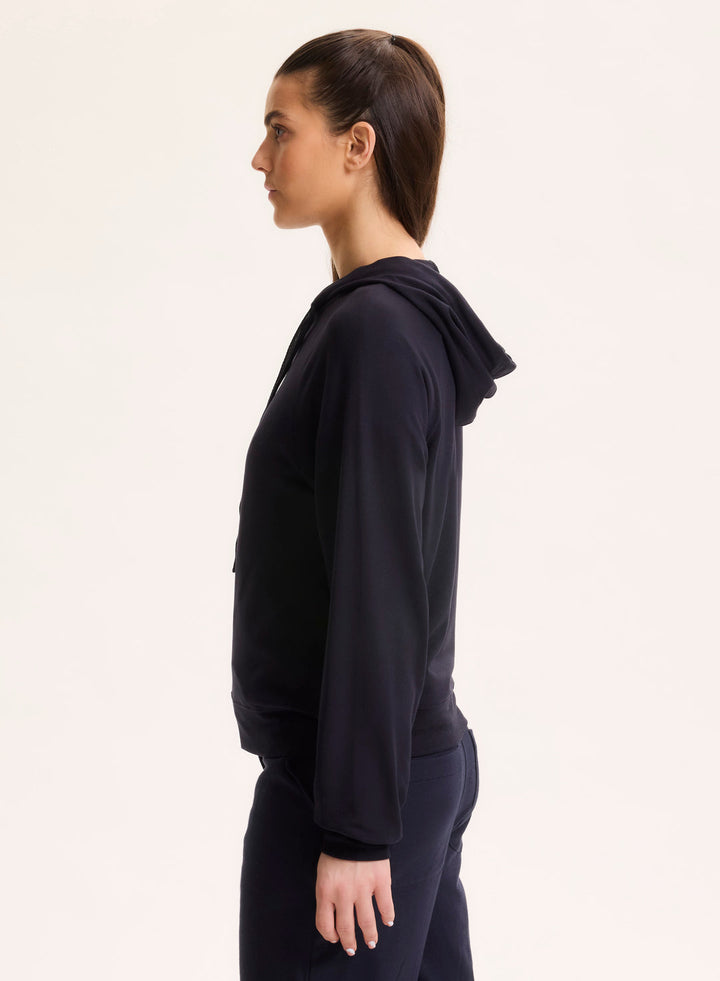 Hooded Sweat Top Long Raglan Sleeves - Marine