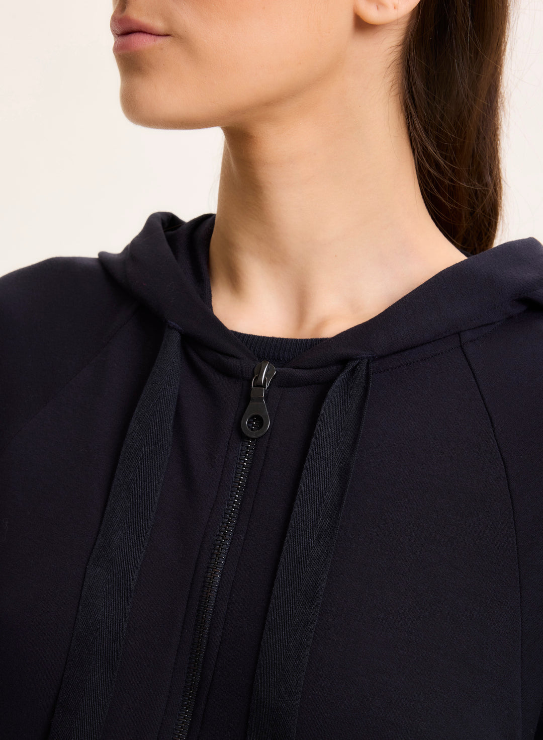 Hooded Sweat Top Long Raglan Sleeves - Marine