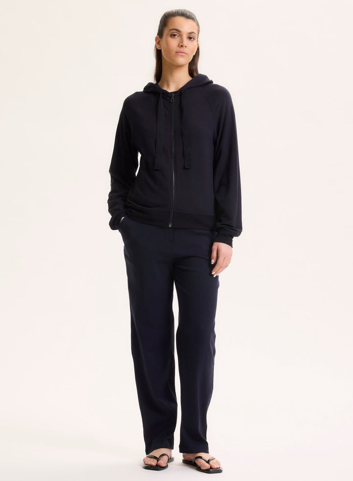 Hooded Sweat Top Long Raglan Sleeves - Marine