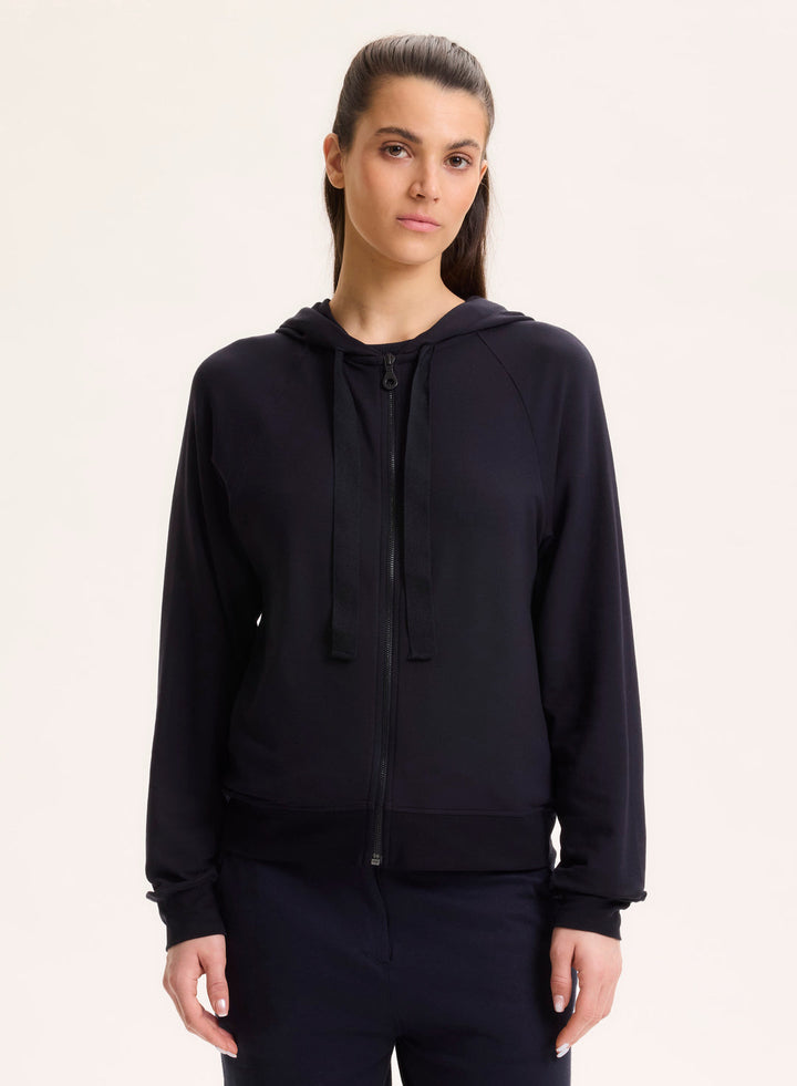 Hooded Sweat Top Long Raglan Sleeves - Marine