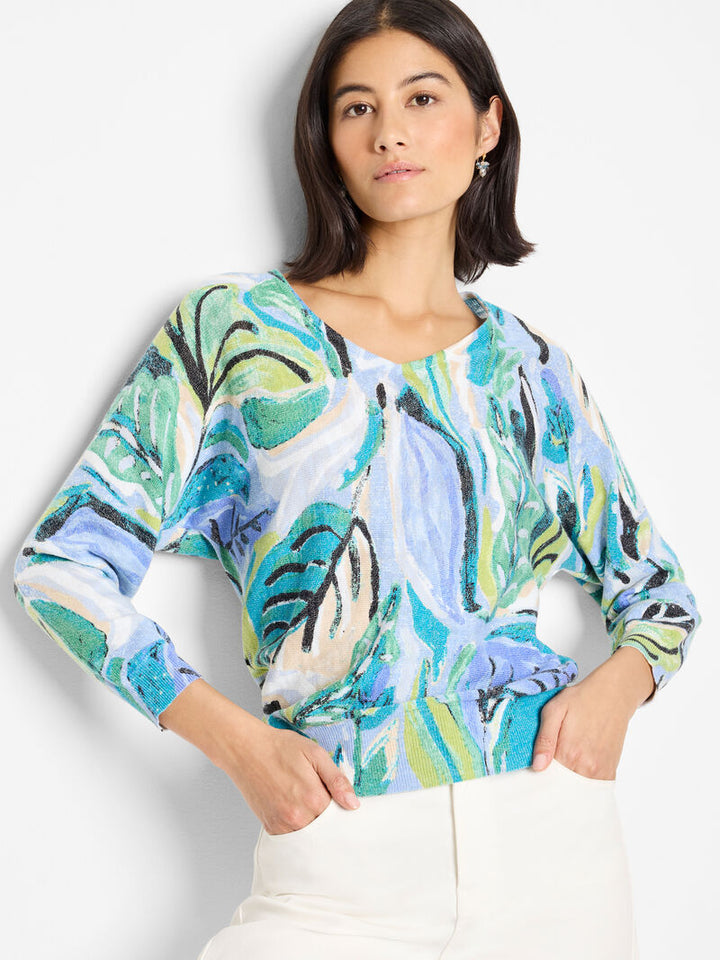 Island Beat Cotton Slub Sweater - Blue Multi