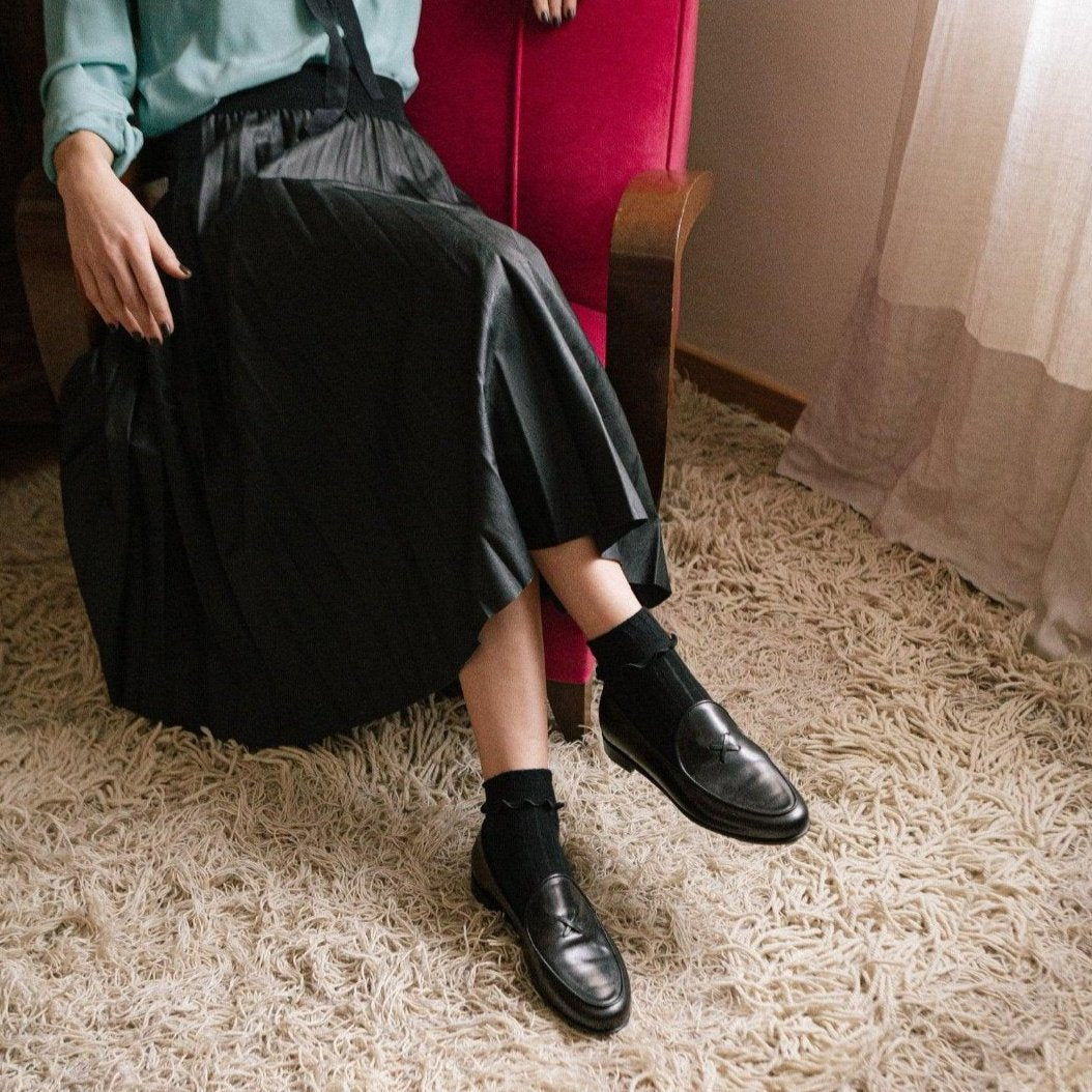 Women's Black Leather Milano Loafer