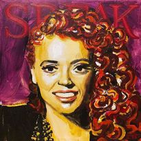 Michelle Wolf Acrylic Portrait