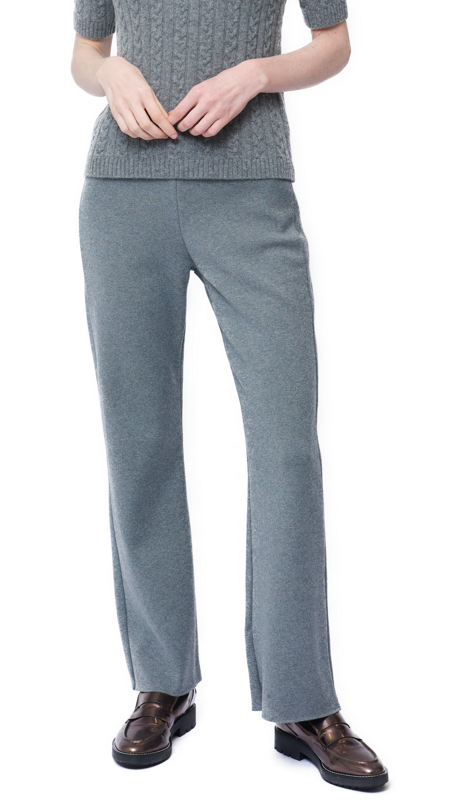 Monique Milano-Knit Boot Leg  Pants; Gray