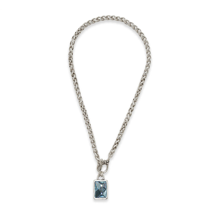 Handmade Aqua Cosmo Crystal Pewter Necklace – NN3525