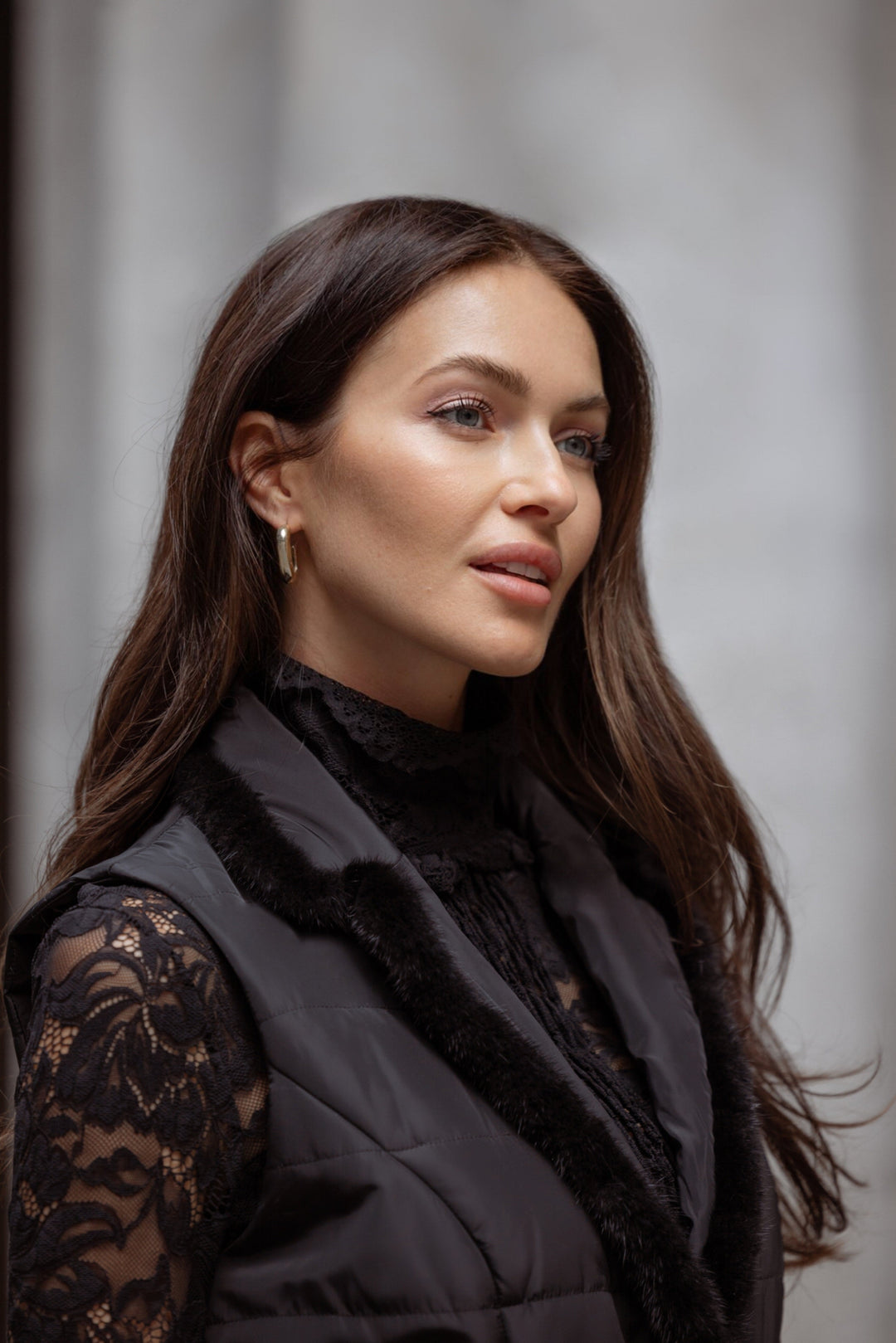 Mink Nylon Vest In Black