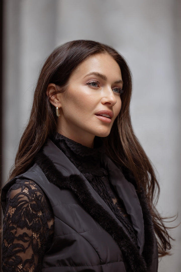 Mink Nylon Vest In Black