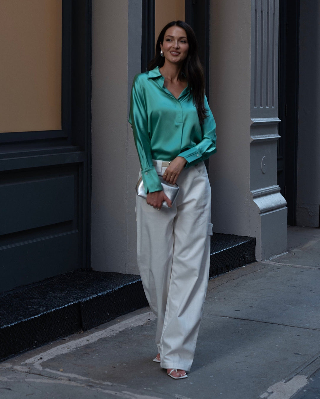 Silk Button Down Shirt in Garden Party
