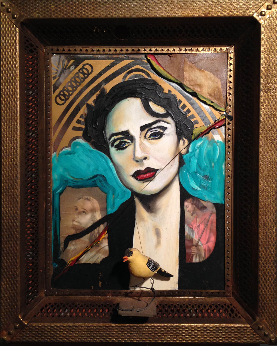 Lady With A Bird Oil Portrait