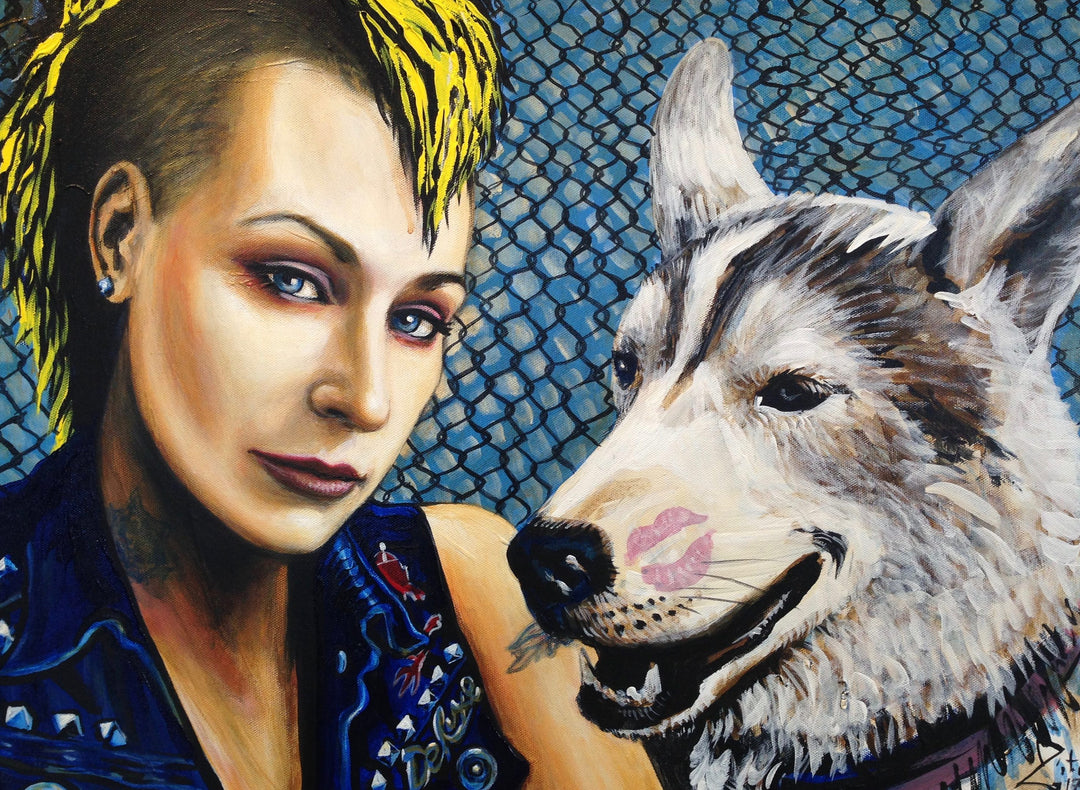 Punk Dog Love Acrylic Portrait
