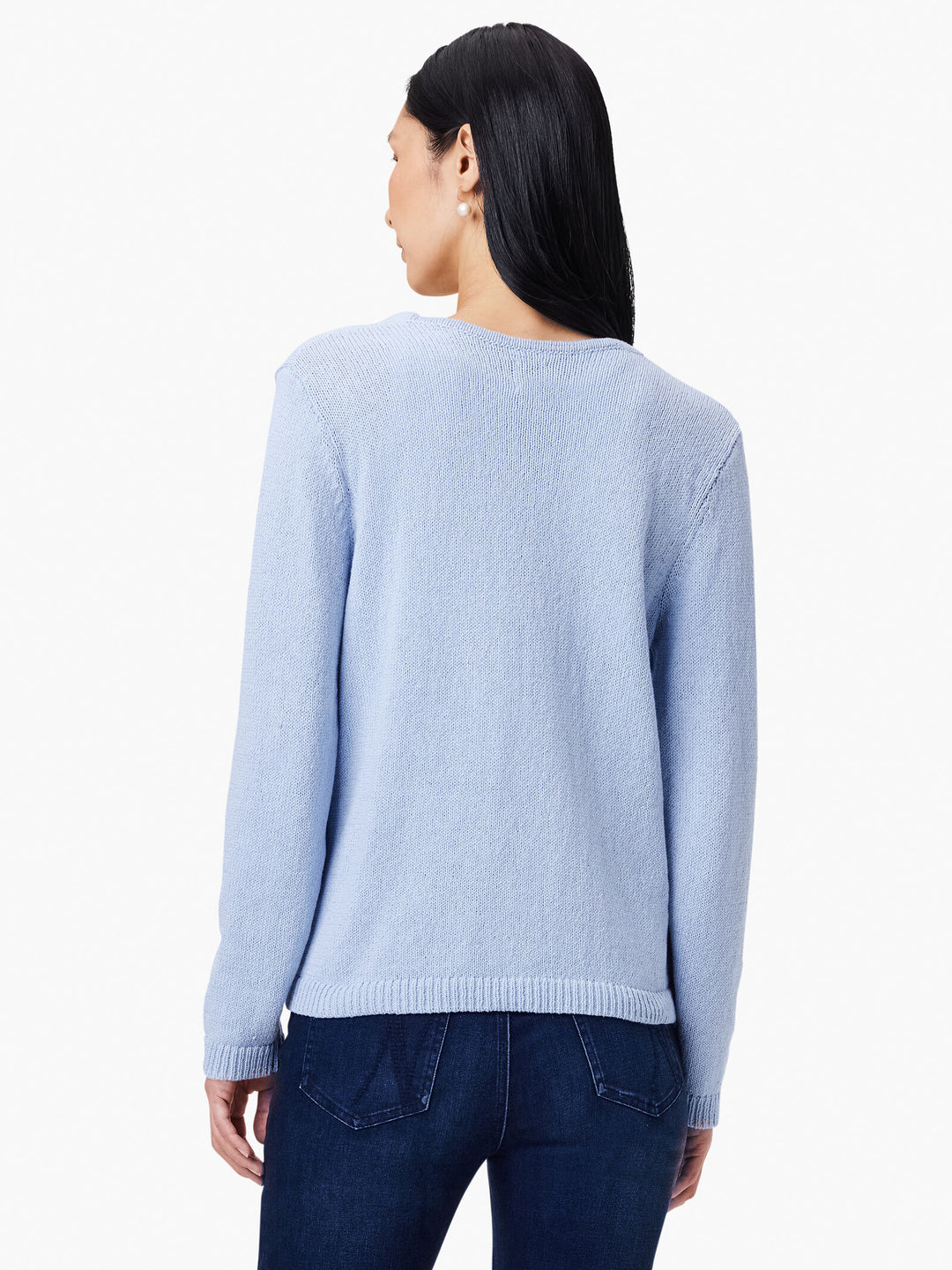 Cotton Cord Soft V-Neck Sweater - Powder Blue