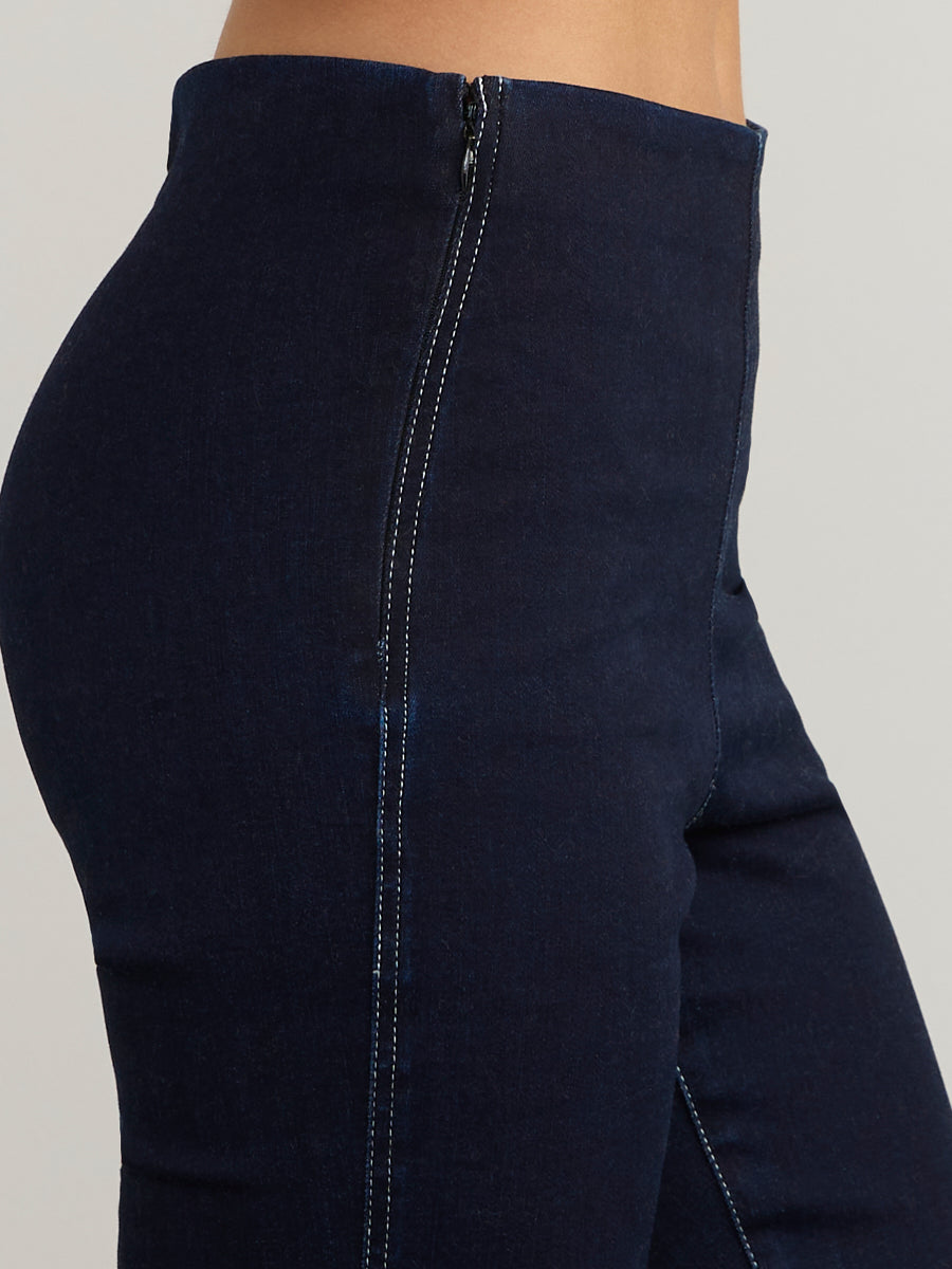 Denim Crop Flare Pant - Navy
