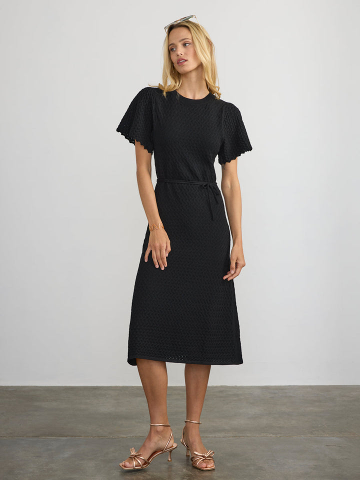 Frances Pointelle Dress - Black