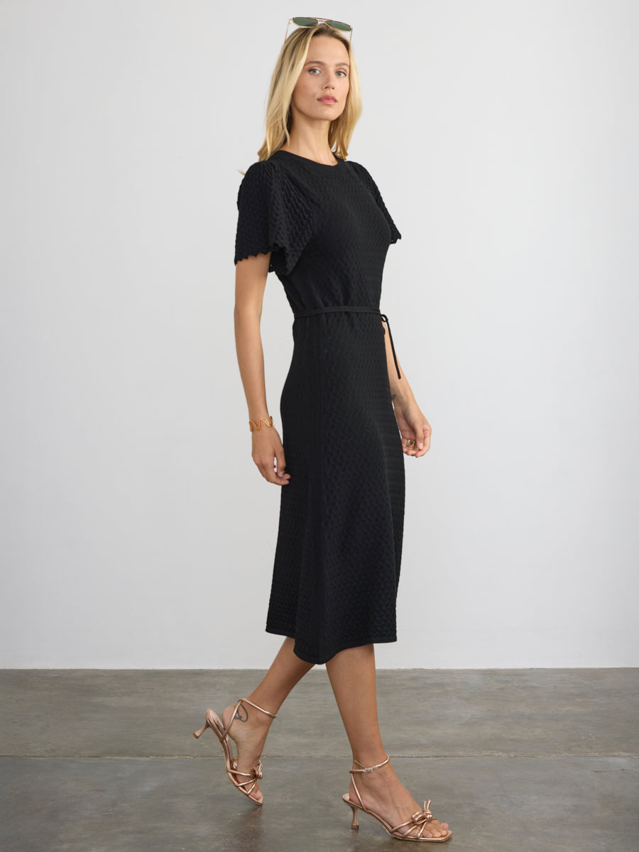 Frances Pointelle Dress - Black