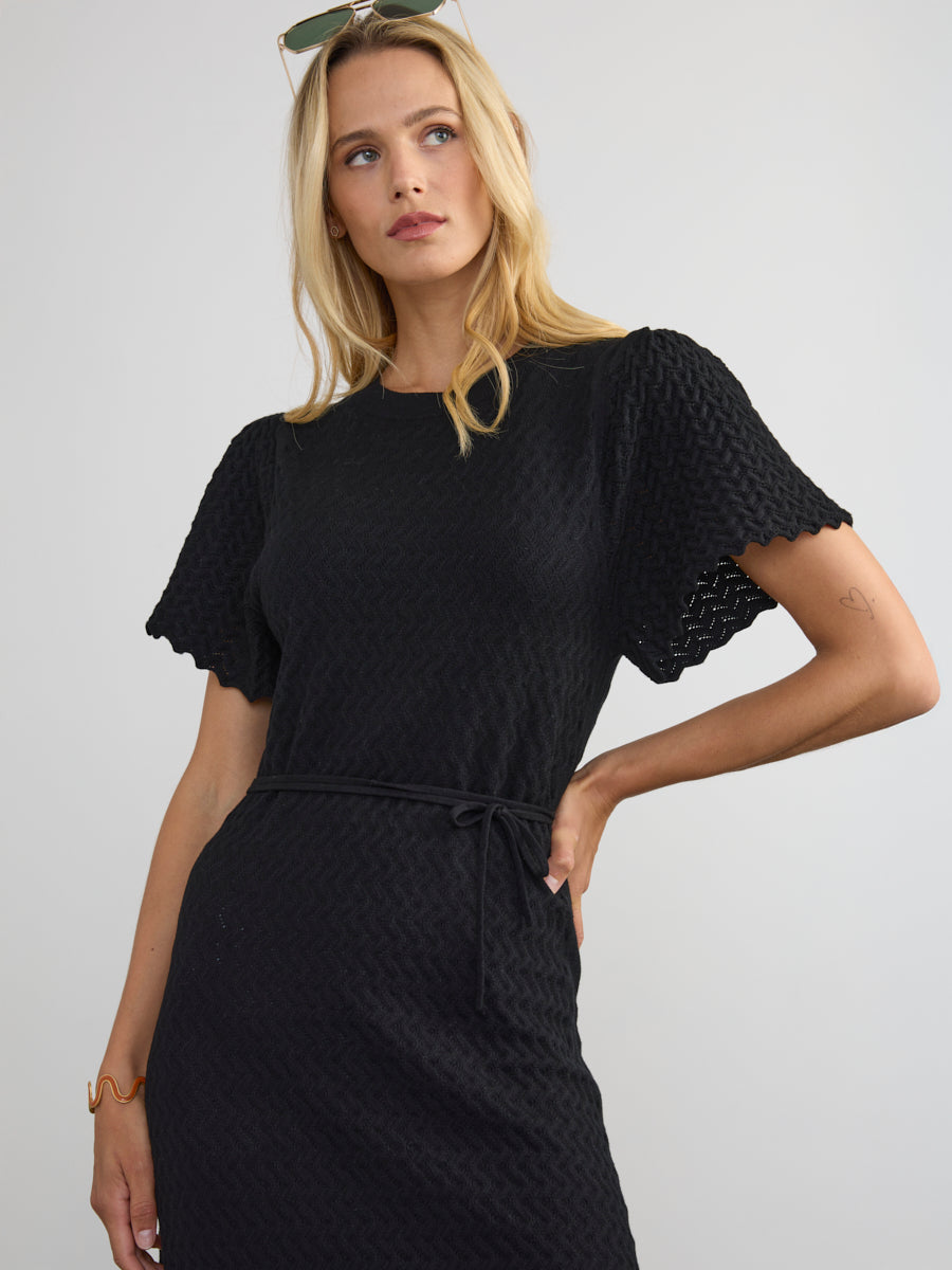 Frances Pointelle Dress - Black