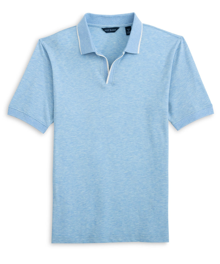 Pima/Silk Johnny Collar Polo - Sky