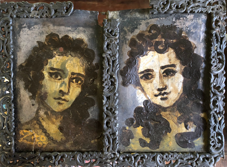 Sisters On Lead Frame Acrylic Portrait
