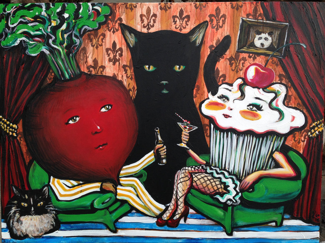 Sweet Beet And Cupcake Acrylic Portrait