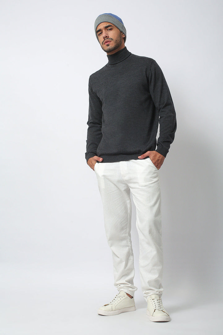 Merino Wool Sport Turtleneck - Charcoal