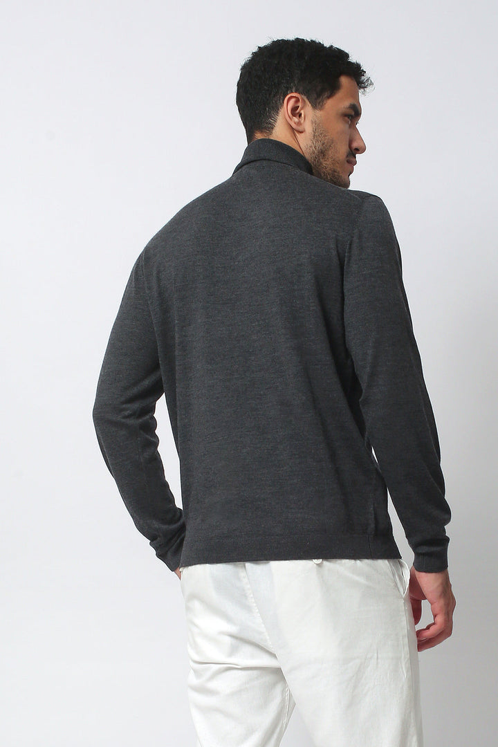 Merino Wool Sport Turtleneck - Charcoal