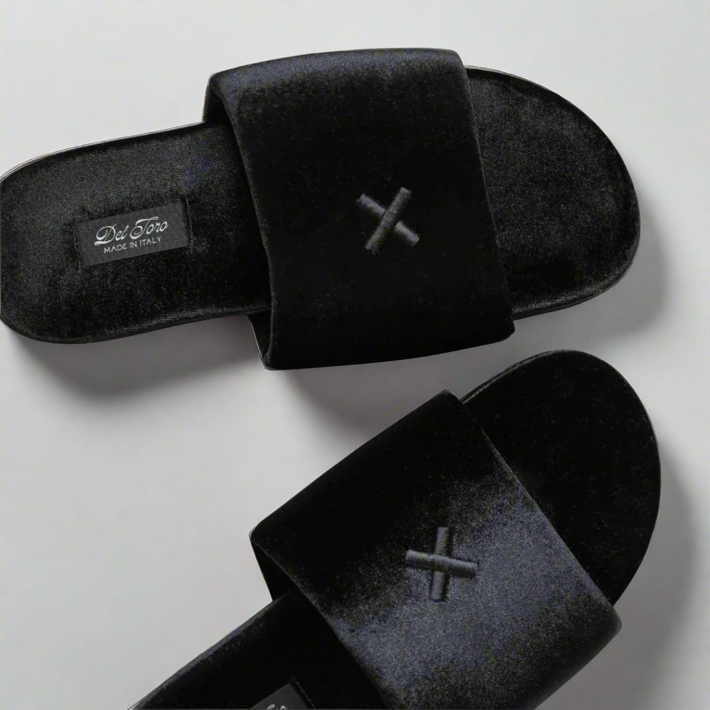 Women's Black Velvet House Slide
