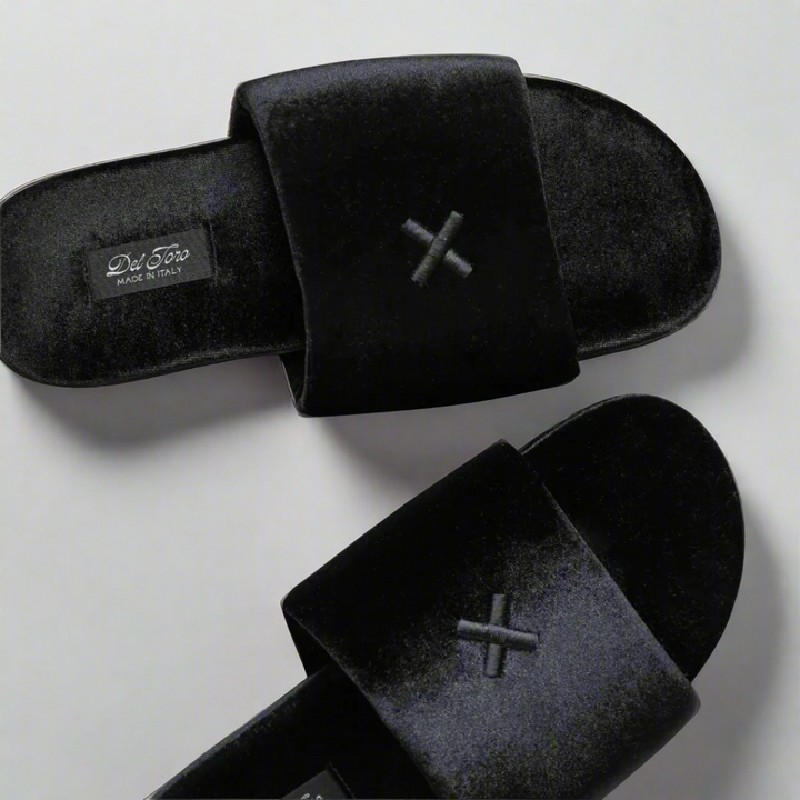 Women's Black Velvet House Slide
