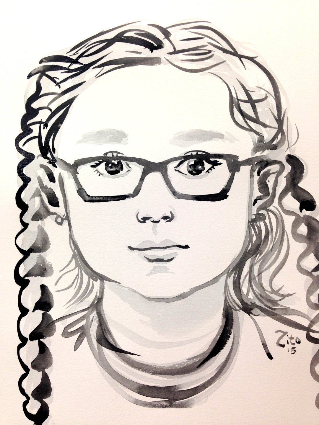 Watercolor Portrait Of A Girl
