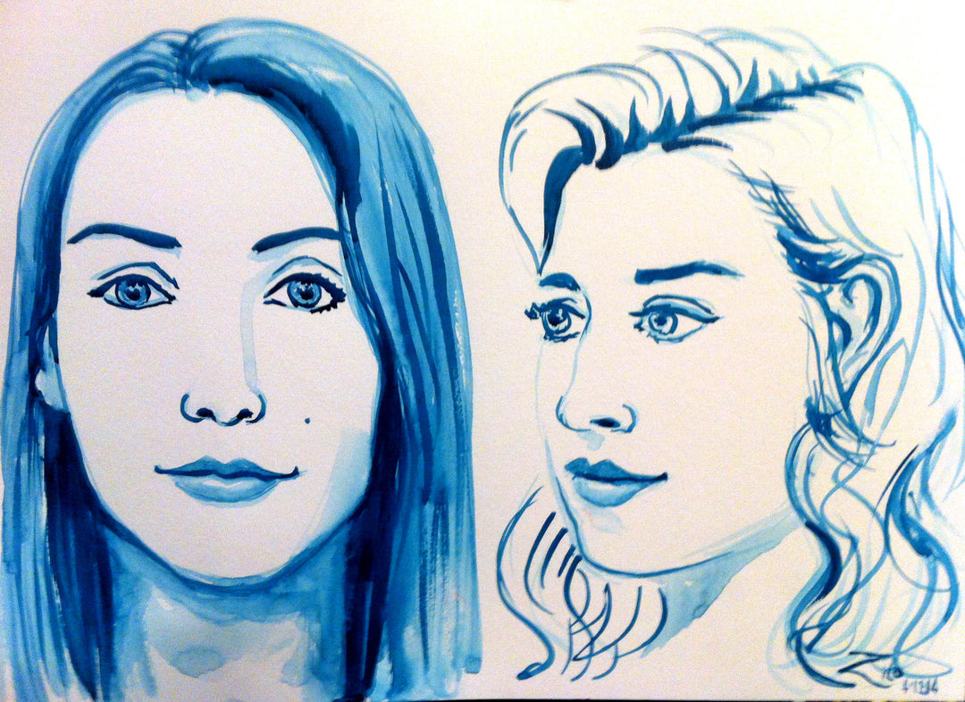 Watercolor Of Two Girls - Watercolor Portrait