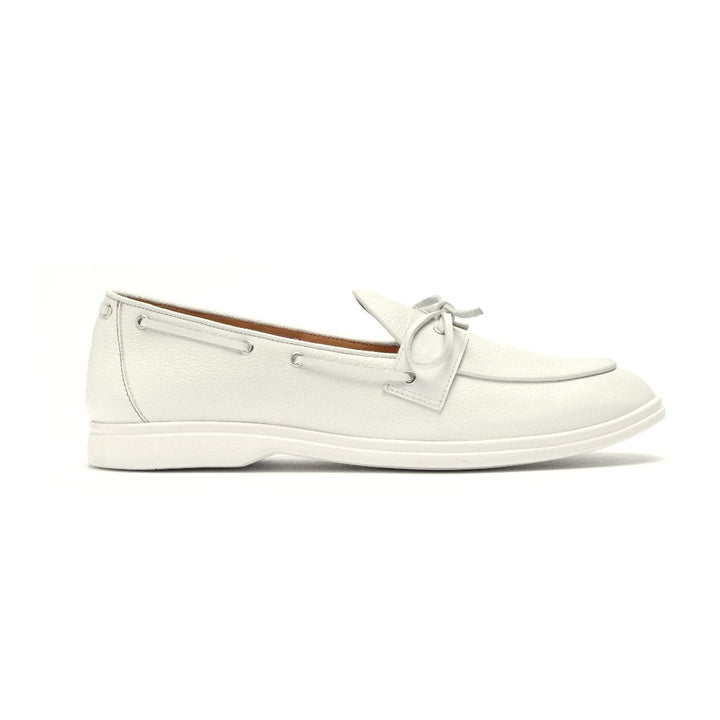 Women's White Pebbled Leather Barca Yacht Loafer