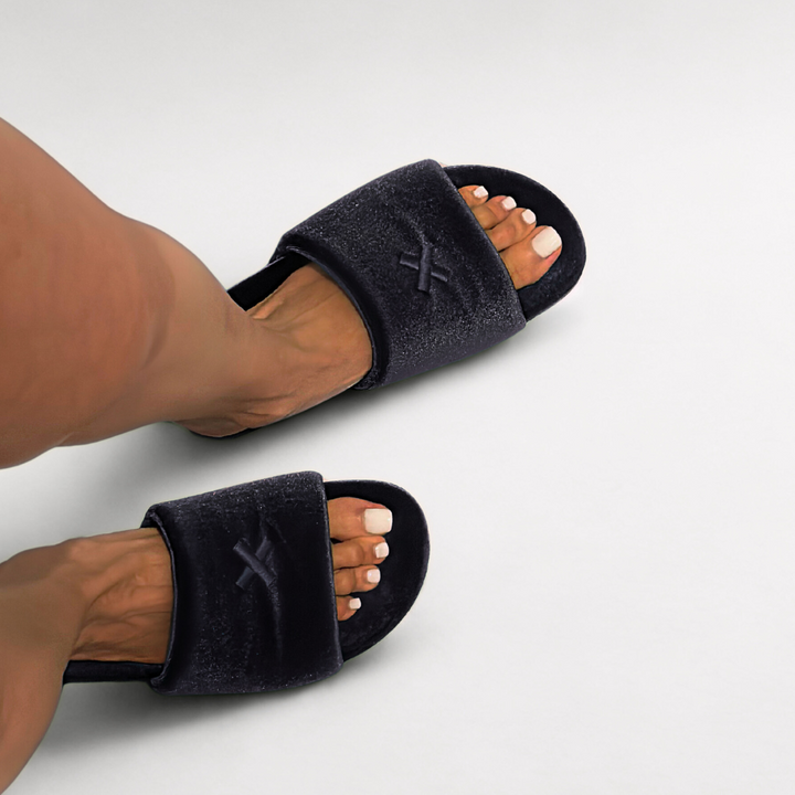 Women's Black Velvet House Slide