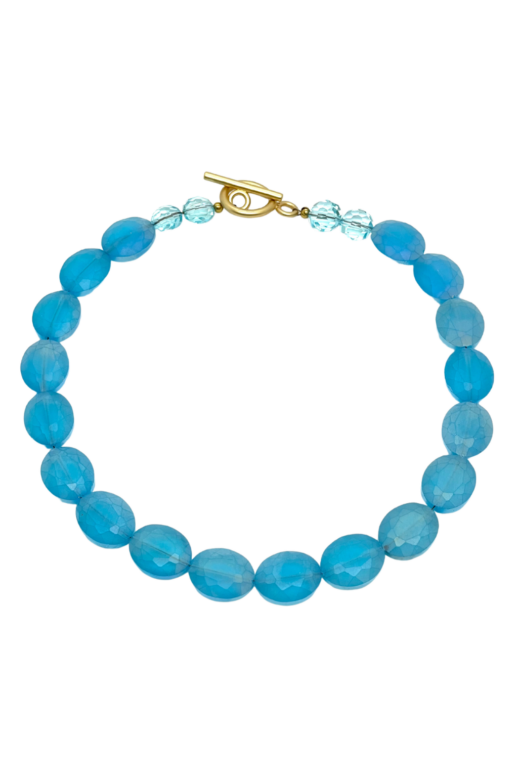 Matte Aqua Oval Crystal Necklace
