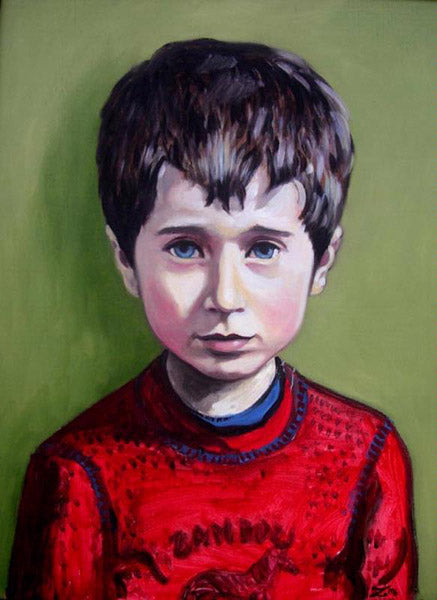 Boy in Red Oil Portrait