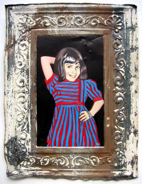 Girl on a Tin Ceiling Oil Portrait