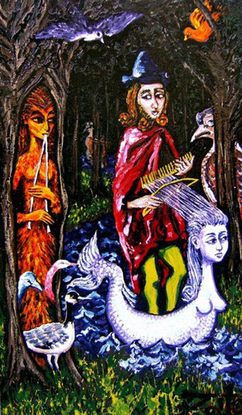 El Trovador After Remedios Varo Enamel Portrait