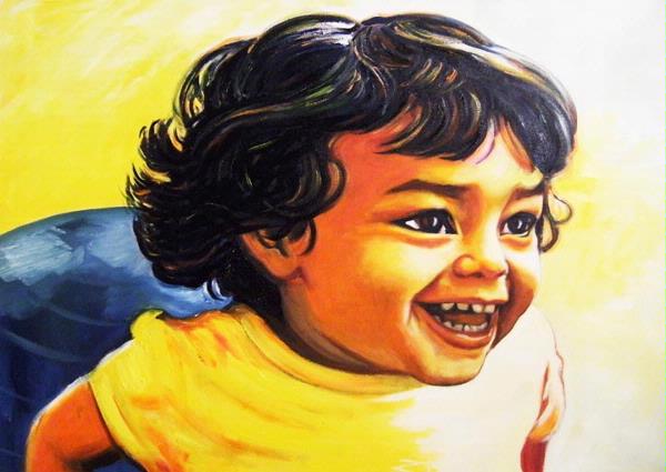 Running Girl Oil Portrait