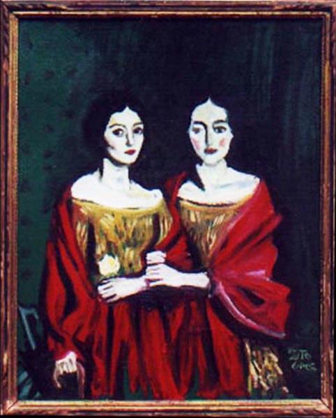 Two Sisters Oil Portrait