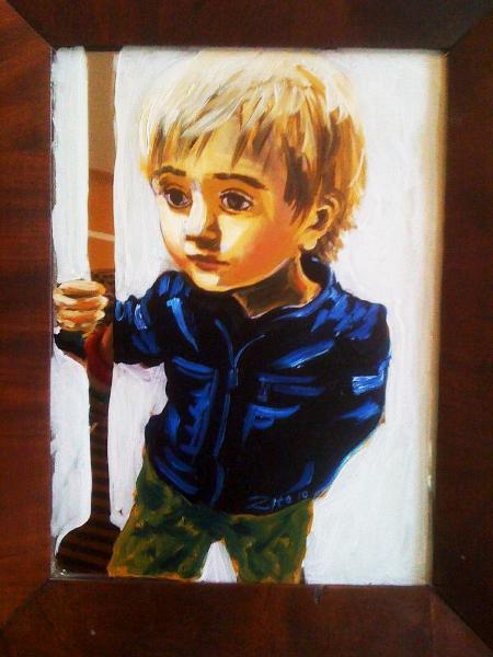 Boy At The Park Oil Portrait