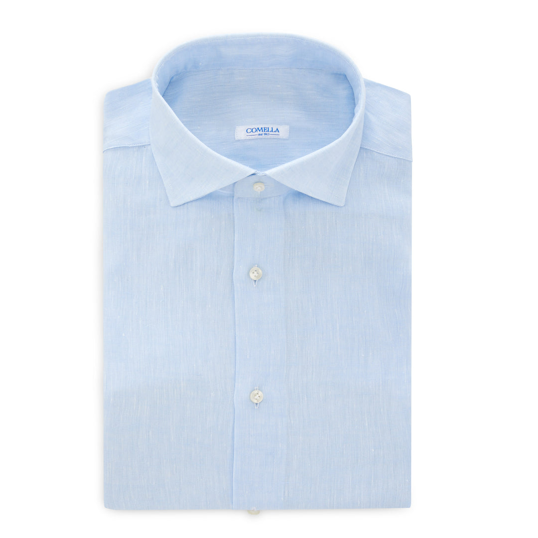 Linen Spread Collar Trim Fit Shirt