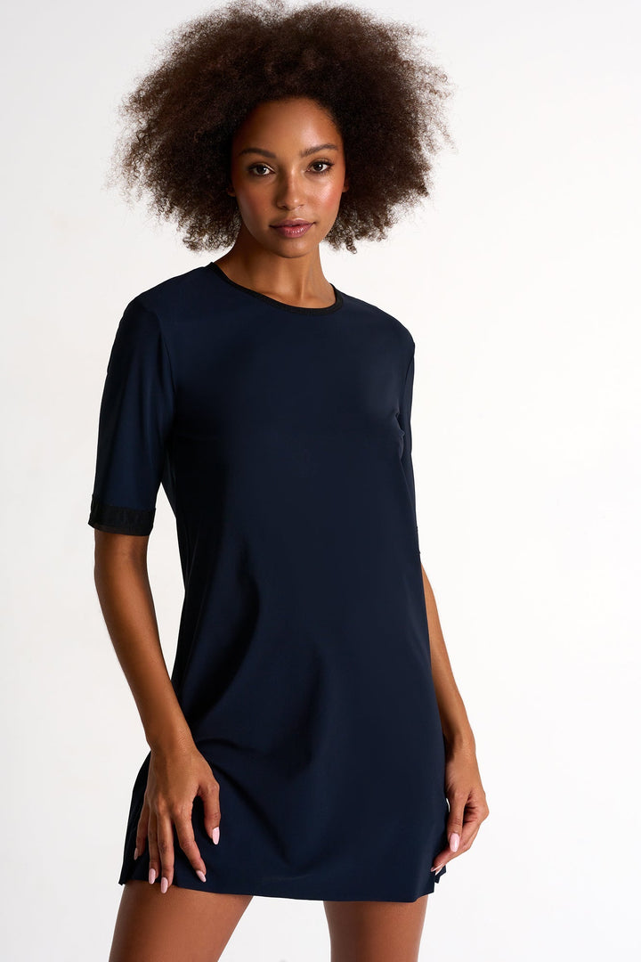 Round-Neck Short Dress - 42430-63-550 2 / 550 Navy / 75% POLYAMIDE, 25% ELASTANE